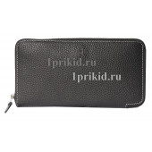 Кошелёк HERMES мужской чёрный натуральная кожа 20x10см/8990