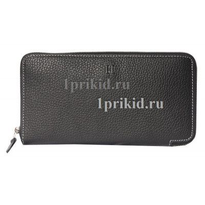 Кошелёк HERMES мужской чёрный натуральная кожа 20x10см/8990