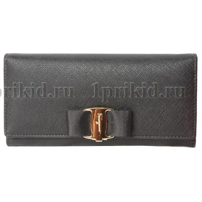 Кошелек Salvatore Ferragamo (Ферагамо) женский чёрный натуральная кожа 19x10см/90457