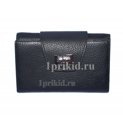 Кошелёк Salvatore Ferragamo Black женский чёрный натуральная кожа 15x10см/9983