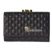 Кошелёк GUCCI женский чёрный натуральная кожа 12x8см/8691