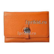 Кошелёк Hermes женский оранжевый натуральная кожа 15x10см/03315