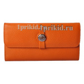 Кошелёк Hermes женский оранжевый натуральная кожа 19x10см/05119