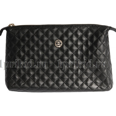 Косметичка CHANEL натуральная кожа цвет чёрный 20x12xсм/43529