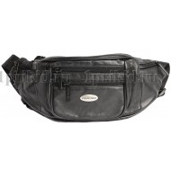Кожаная мужская сумка на пояс натуральная кожа 33x7x12см/64732 цвет чёрный