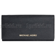 MICHAEL KORS (Майкл Корс) кошелек женский чёрный натуральная кожа 19x10см/54635