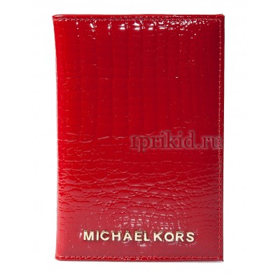 Обложка для паспорта натуральная кожа цвет красный 10x14см/54850