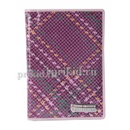 Обложка на паспорт натуральная кожа цвет фиолетовый 10x14см/2441