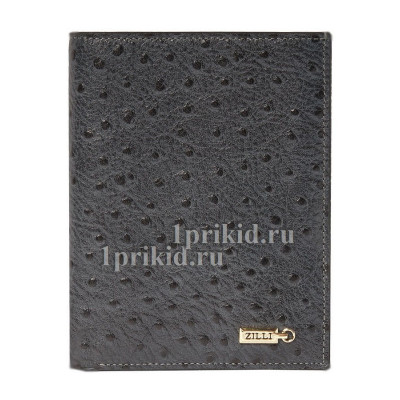 Портмоне ZILLI мужской серый натуральная кожа 11x14см/3742