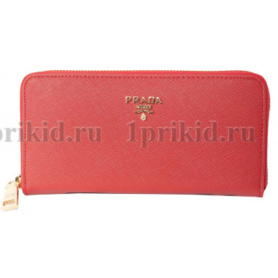 PRADA(Прада) кошелек женский красный натуральная кожа 19x2x10см/89457