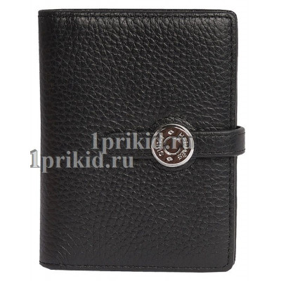 Визитница HERMES натуральная кожа цвет чёрный 8x10см/0510